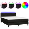 vidaXL Letto a Molle con Materasso e LED Nero 140x200 cm in Tessuto