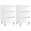 vidaXL Comodini con Gambe in Legno 2pz Bianco Lucido 40x35x69 cm