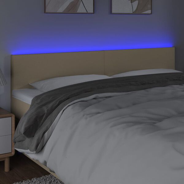 vidaXL Testiera a LED Crema 200x5x78/88 cm in Tessuto