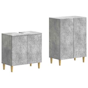 vidaXL Set di Armadi da Bagno da 2 Pezzi DELFT Grigio Cemento