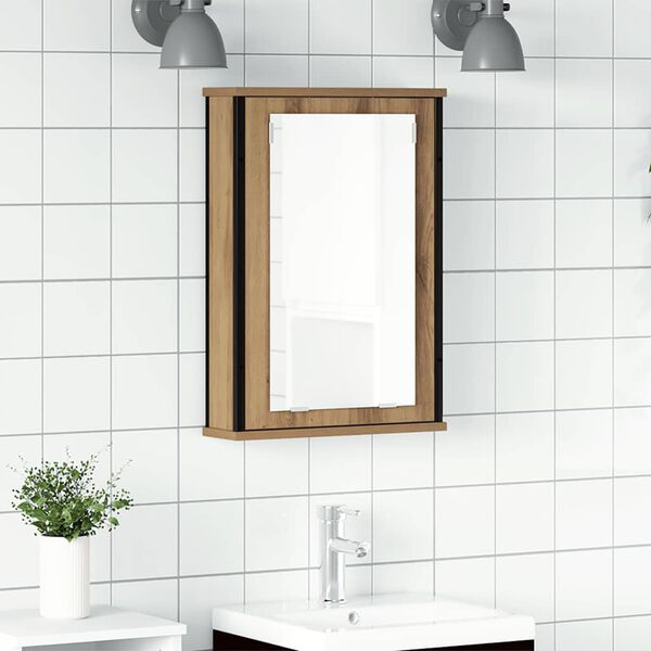vidaXL Mobile Bagno Specchio Rovere Artigianale 42x12x60 cm Truciolato