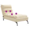 vidaXL Chaise Longue Massaggi con Cuscini Crema in Tessuto