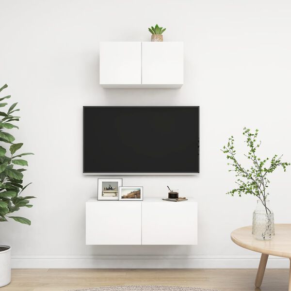 vidaXL Set Mobili Porta TV 2 pz Bianco in Legno Multistrato