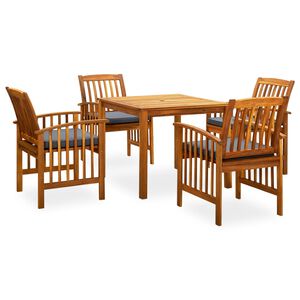 vidaXL Set da Pranzo da Giardino 5 pz con Cuscini Massello di Acacia