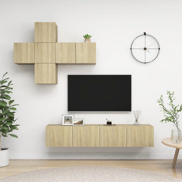 vidaXL Set di Mobili Porta TV 7 pz Rovere Sonoma in Legno Multistrato