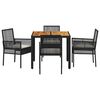 vidaXL Set da Pranzo per Giardino 5 pcs Nero polyrattan