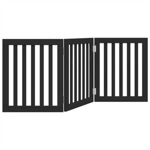 vidaXL Cancello per Cani Pieghevole 3 Pannelli Nero 150cm Legno Pioppo