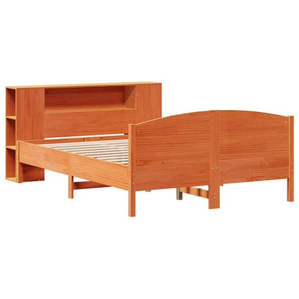 vidaXL Letto Libreria senza Materasso Marrone Cera 140x200 cm in Pino