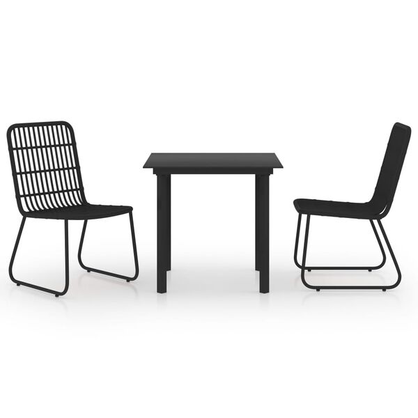 vidaXL Set da Pranzo da Giardino 3 pz in Polyrattan e Vetro