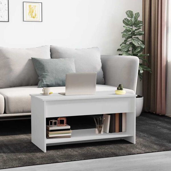 vidaXL Tavolino da Salotto Bianco 102x50x52,5 cm in Legno Multistrato
