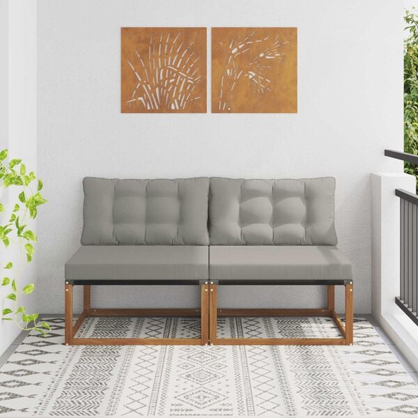 vidaXL 2 Pezzo Divano centrale per esterno Legno di Acacia Massello