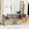 vidaXL Set Divano da Giardino 6 pz con Cuscini Beige in Polyrattan