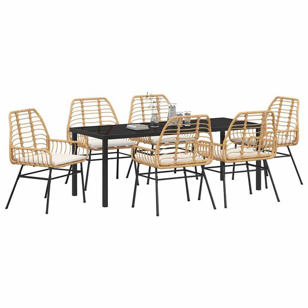 vidaXL Set da Pranzo per Giardino 7 pcs Marrone polyrattan