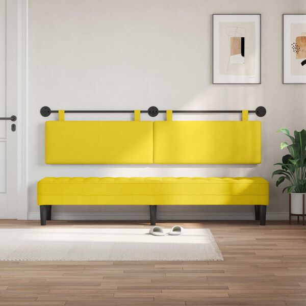 vidaXL Testata appesa Giallo Chiaro 210 x 55 x 5 cm Tessuto in Cords