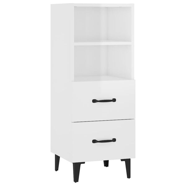 vidaXL Credenza 34,5x34x90 cm in Legno Multistrato Bianco Lucido