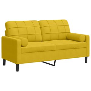 vidaXL Divano a 2 Posti con Cuscini Giallo 140 cm in Velluto