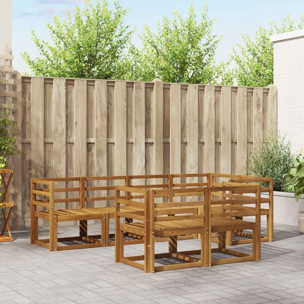 vidaXL Set di divani da esterno con cuscino 7 pcs Naturale e Beige