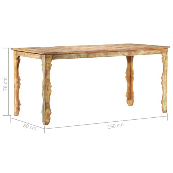 vidaXL Tavolo da Pranzo 160x80x76 cm in Legno Massello di Recupero