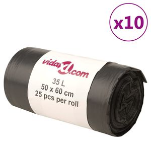 vidaXL Sacchetti per Cestini 250 pz Neri 35 L