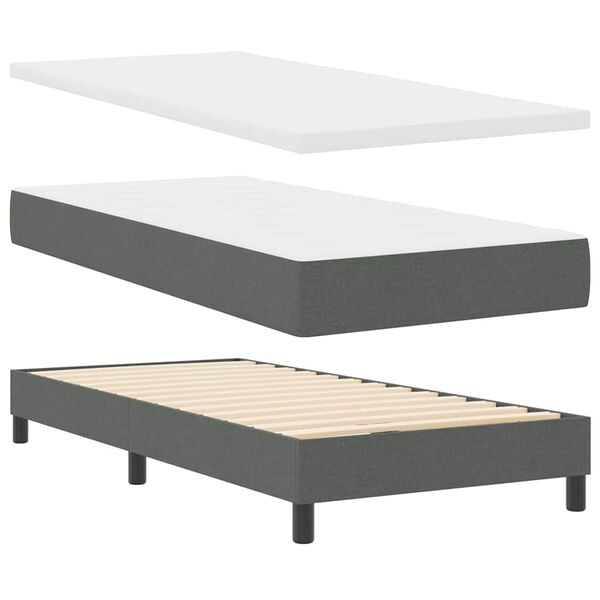 vidaXL Letto box spring con materasso Grigio scuro 90 x 200 cm