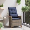 vidaXL Sedia da giardino reclinabile Grigio e Blu Navy polyrattan