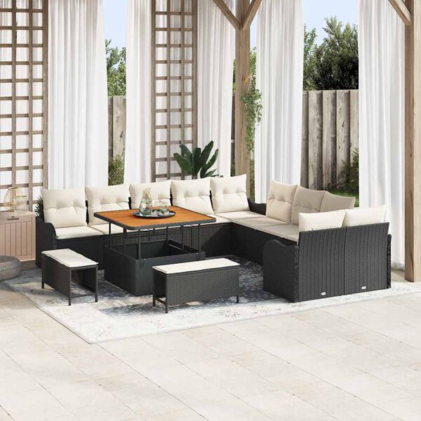 vidaXL Set Divano da Giardino 13 pcs Nero polyrattan
