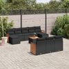 vidaXL Set Divani da Giardino 11 pz con Cuscini in Polyrattan Nero