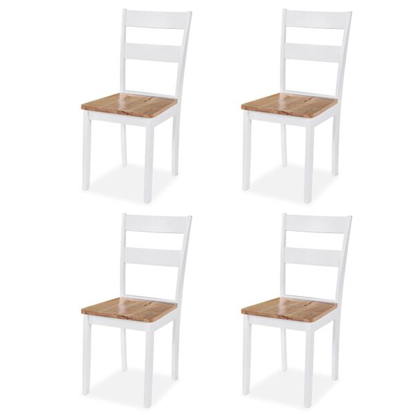vidaXL Set da Pranzo 5 pz in MDF e Legno di Hevea Bianco