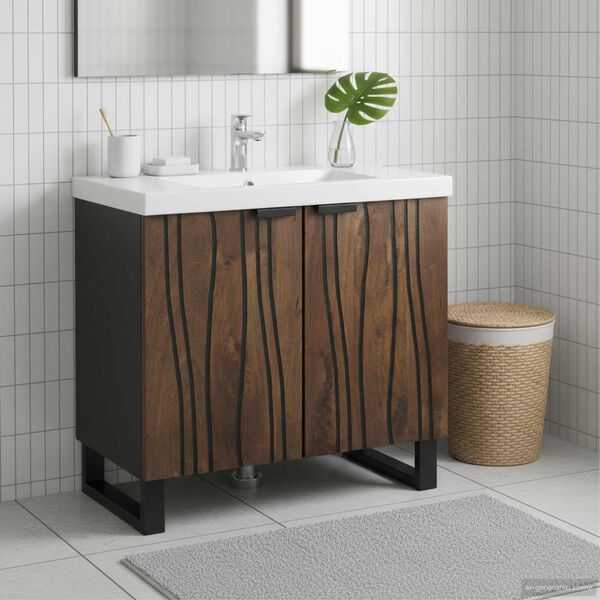 vidaXL Armadio per Lavabo da Bagno con porta Noce 62 x 33 x 58 cm