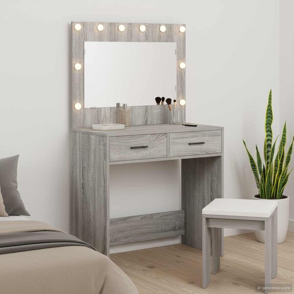 vidaXL Tavolo da trucco con cassetto Grigio sonoma 78.5 x 41 x 135 cm