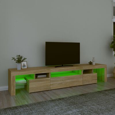 vidaXL Mobile Porta TV con Luci LED Rovere Sonoma 215x36,5x40 cm