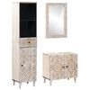 vidaXL Set di mobili per il bagno 3 pcs Bianco Legno di mango massello
