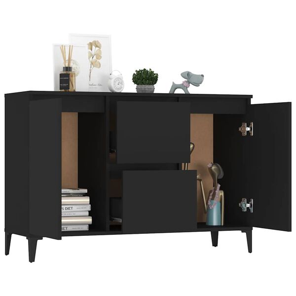 vidaXL Credenza Nera 102x35x70 cm in Legno Multistrato