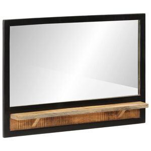 vidaXL Specchio con Ripiano 80x8x55 cm Vetro e Legno Massello di Mango