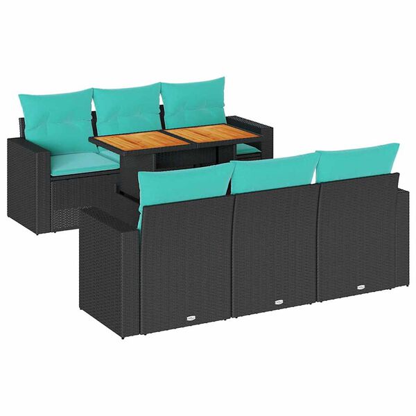 vidaXL Set Divani da Giardino con Cuscini 7pz Nero Polyrattan