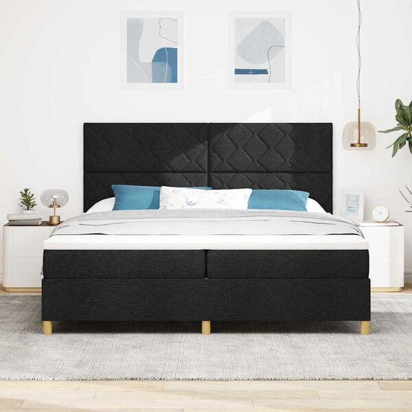 vidaXL Letto a molle con materasso Nero 200 x 200 cm Tessuto