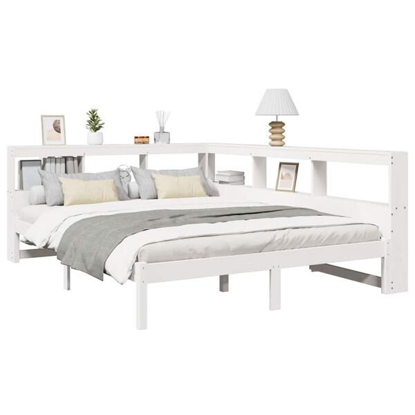 vidaXL Letto Libreria senza Materasso Bianco 135x190 cm Legno di Pino