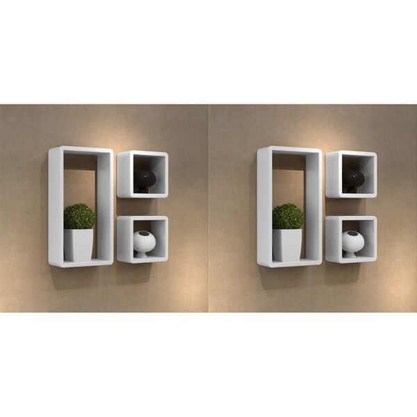 vidaXL Mensole a Cubo da Parete 6 pz Bianco