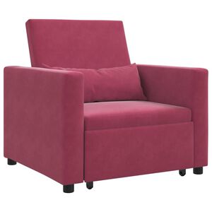 vidaXL Divano letto estraibile singolo con ruote Rosso vino Velluto