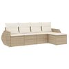 vidaXL Set Divano da Giardino 5 pz con Cuscini Beige in Polyrattan