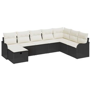 vidaXL Set di divani con cuscino 8 pcs Nero e Crema polyrattan