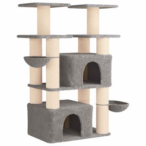 vidaXL Albero per gatti con pali per graffiare in sisal Grigio Chiaro