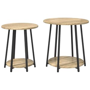 vidaXL Set tavolini 2 pz Rovere Sonoma e Nero 50 x 50 x 51 cm