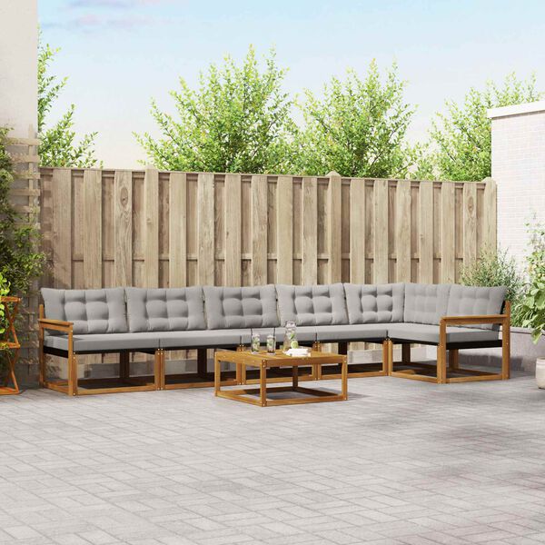 vidaXL Set di divani da esterno 7 pcs Grigio Naturale e Chiaro
