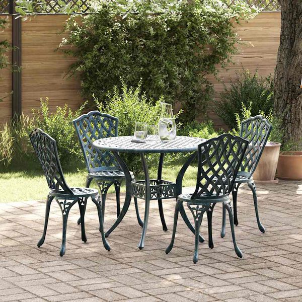 vidaXL Set da Pranzo per Giardino 5 pcs Verde Alluminio