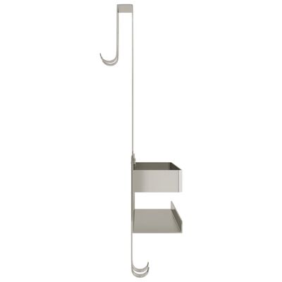 VidaXL Mensola Doccia Pensile In Acciaio Inox 304 Spazzolato, Nero Opaco, 2 Ripiani Con Ganci, Per Antina Fino A 25mm, Senza Fori, 70x24x6,5 Cm