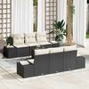 vidaXL Set Divano da Giardino con cuscino 7 pcs Nero polyrattan