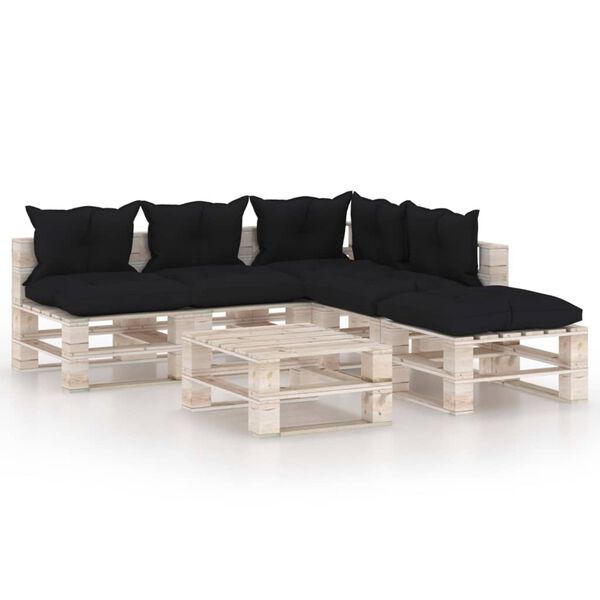 vidaXL Set Salotto Giardino su Pallet Cuscini 6 pz in Legno di Pino