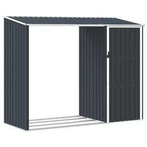 vidaXL Capanno per Legna Antracite 245x98x159 cm in Acciaio Zincato