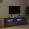 vidaXL Mobile Porta TV con Luci LED Rovere Marrone 120x35x40 cm